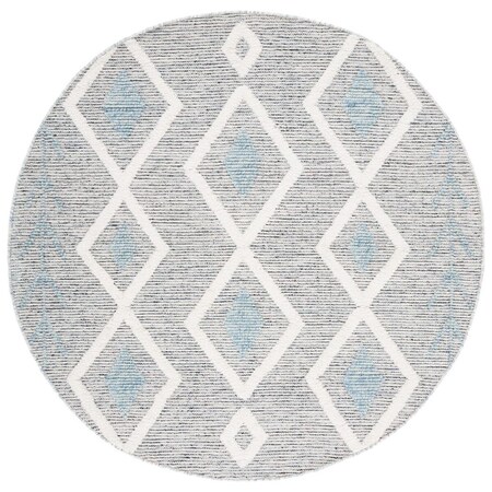 Safavieh 6 x 6 ft. Vermont Hand Loomed Round Area Rug; Blue & Ivory VRM603M-6R